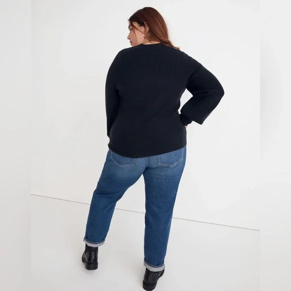 Madewell plus square neck pullover black sweater coziest yarn size 2X - Picture 7 of 7